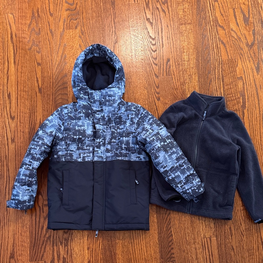 Blue and navy Hooded Jacket 3-1 with Fleece